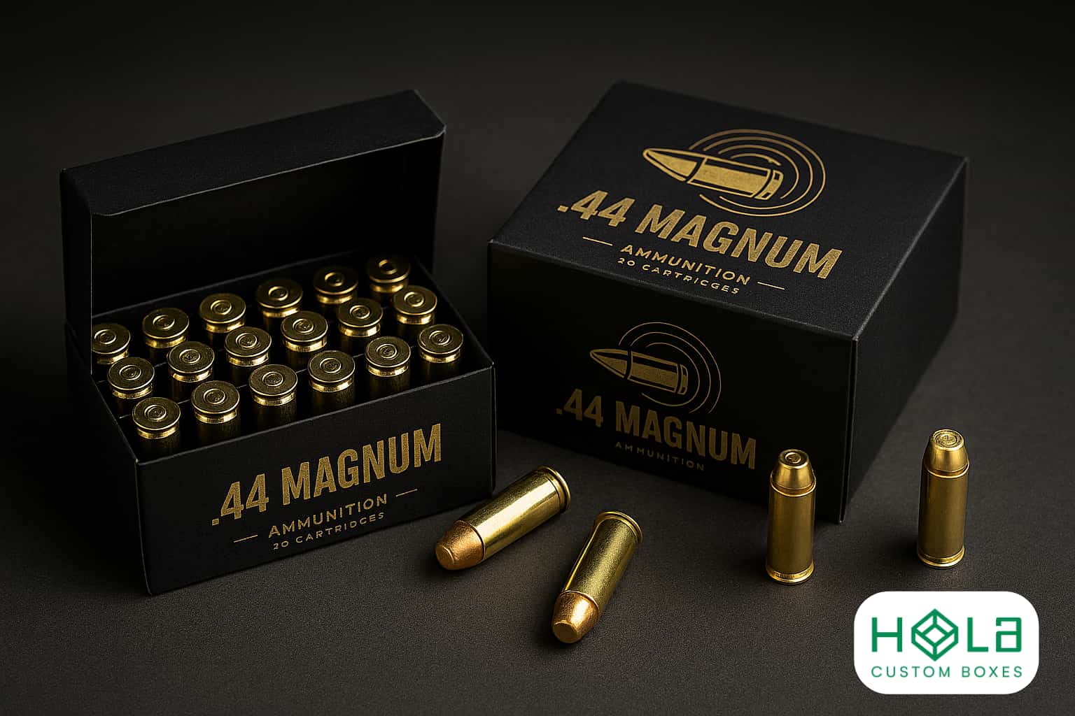 Big Bore, Big Impact: Custom Cardboard Ammo Boxes for .44 Magnum Storage & Style