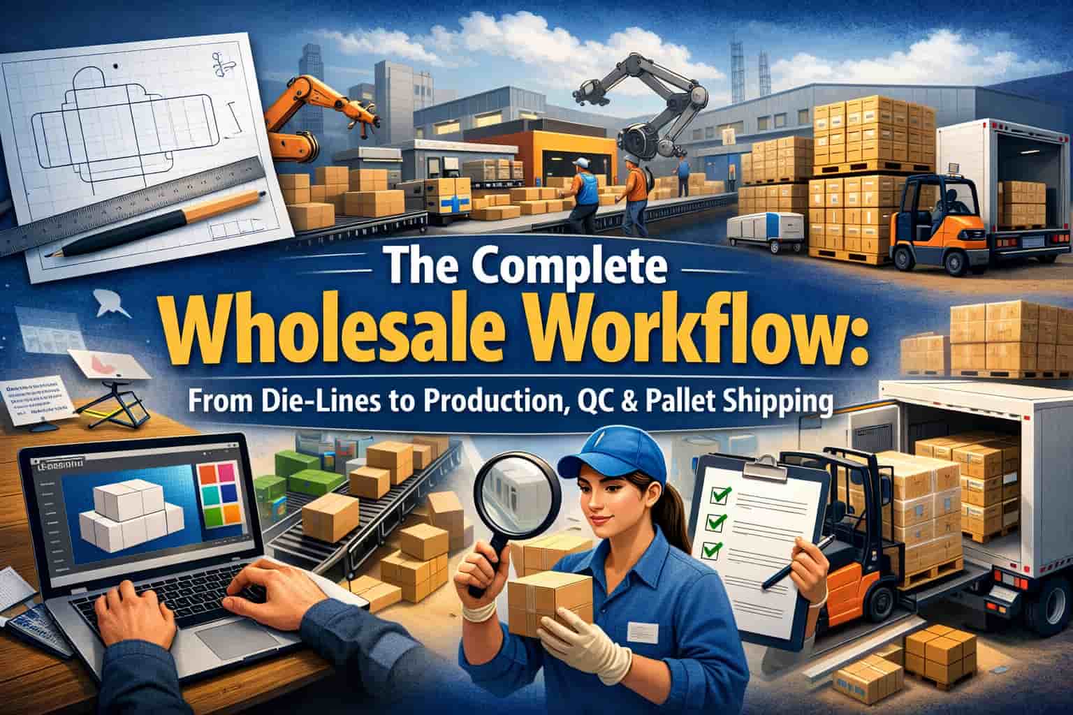 The Complete Wholesale Workflow: From Die-Lines to Production, QC & Pallet Shipping