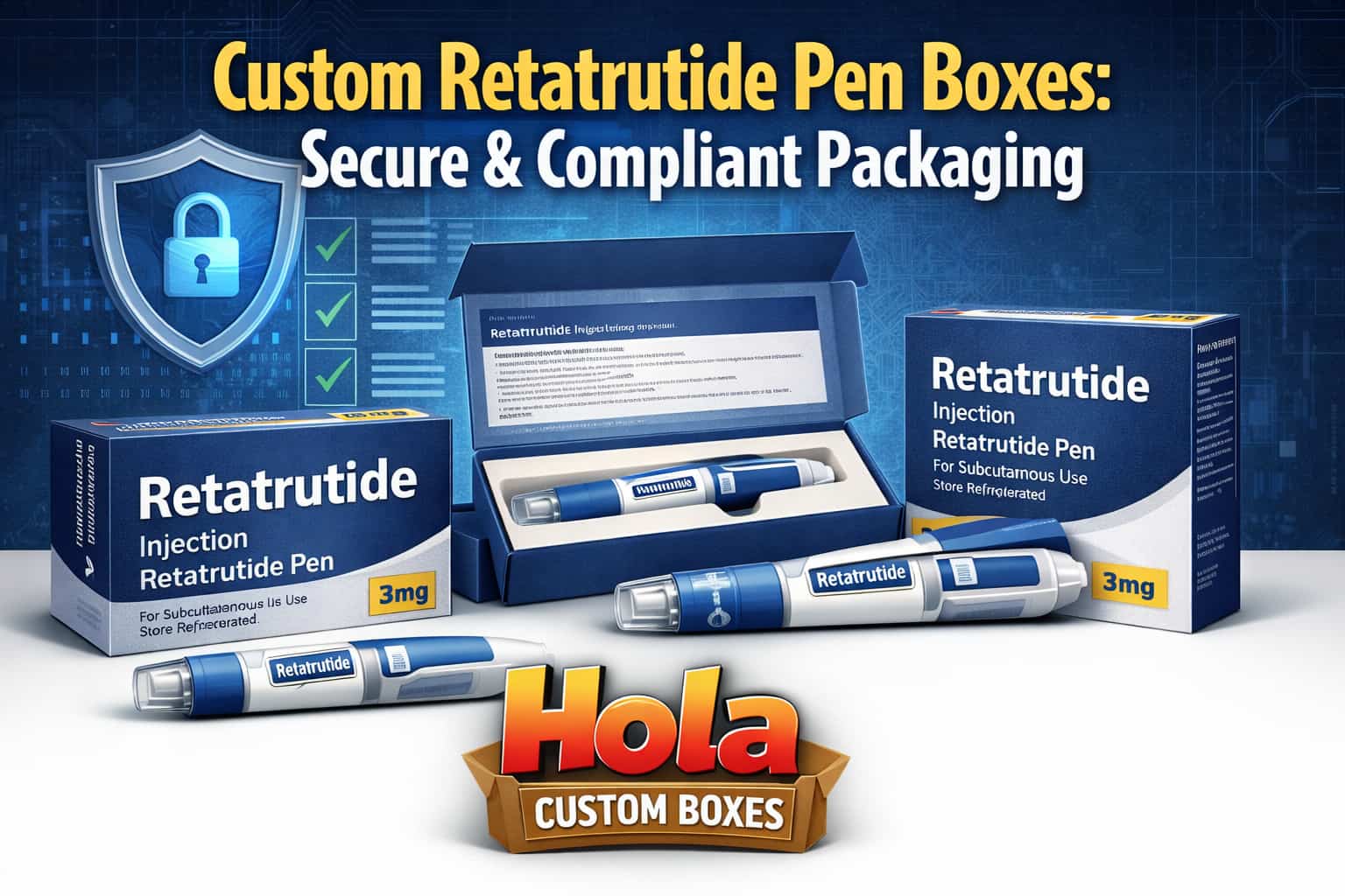 Custom Retatrutide Pen Boxes: Secure & Compliant Packaging by Hola Custom Boxes